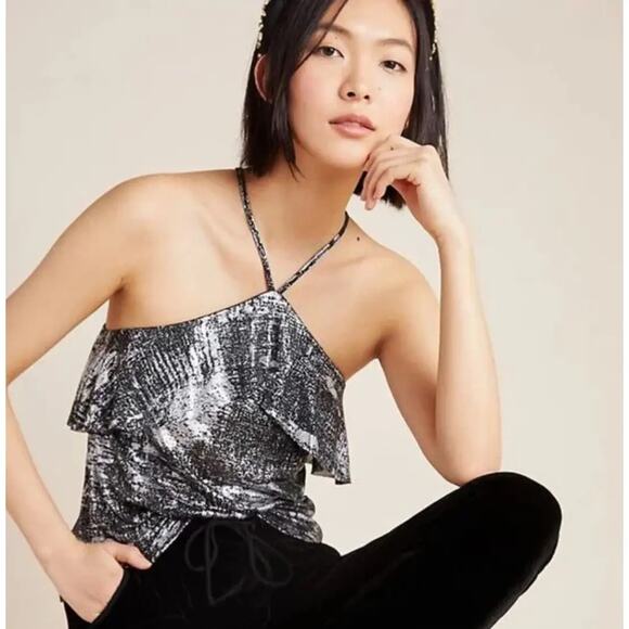 Sunday in Brooklyn Zooey Top Womens Medium Halter Whimsigoth Goth Party Anthro - Picture 1 of 9